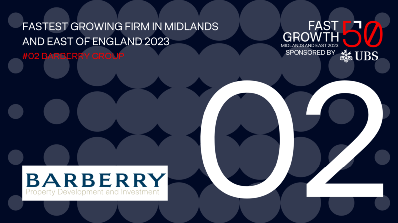 Barberry Group named second fastest growing company in the Midlands and East of England 2023 Fast Growth 50 Index